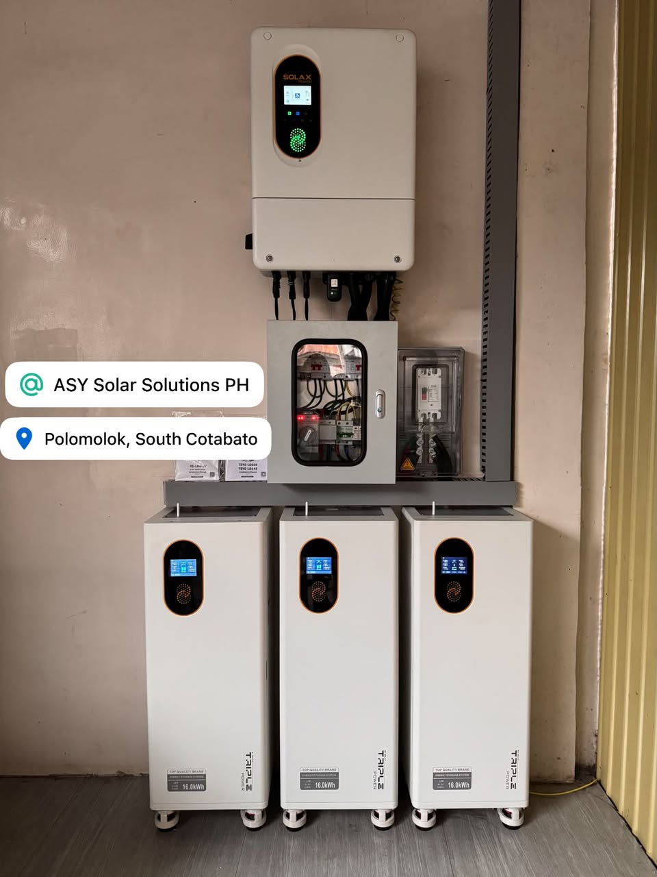 SolaX inverter and three battery modules in Polomolok